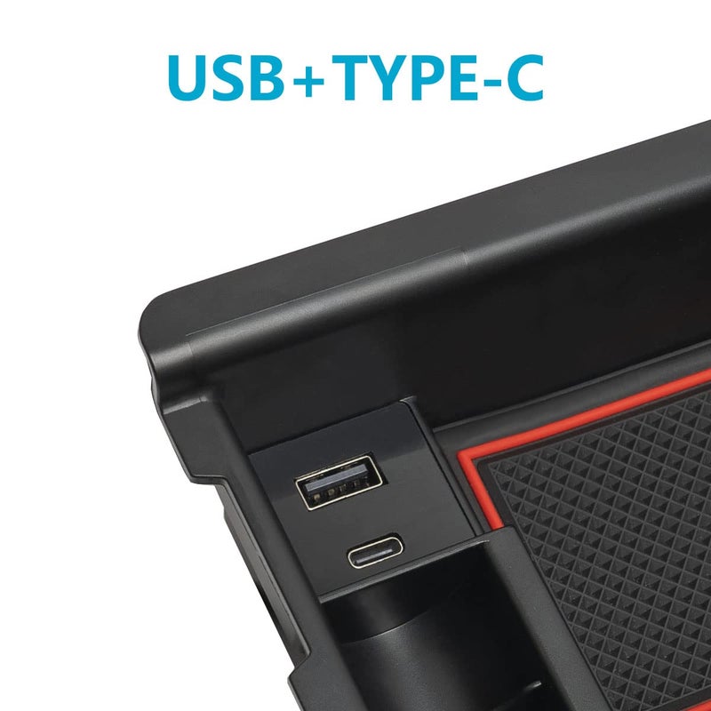CarQiWireless Center Console Organizer with USB Port for Toyota Tacoma Accessories 2023 2022 2021 2020 2019 2018 2017 2016,3rd Gen TRD Offroad Upgrades Mods Interior Para Organizador Coin Insert Tray Truck Box - Image 3
